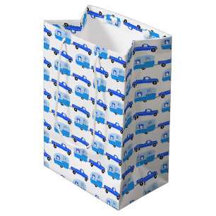 Cute Blue Truck & Trailer RV Adventure Medium Gift Bag
