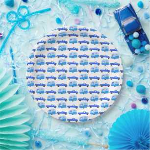 Cute Blue Truck & Trailer RV Adventure  Paper Plate