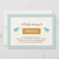 Cute Blue Twitters Baby Shower Invitation
