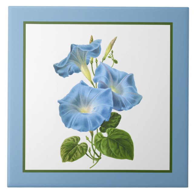 cute blue vintage floral tile (Front)