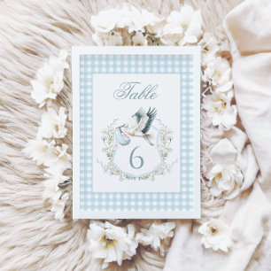 Cute Blue Vintage Stork Baby Shower Table Numbers