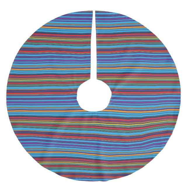 Cute blue violet stripes brushed polyester tree skirt (Front)