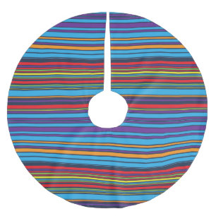 Cute blue violet stripes brushed polyester tree skirt