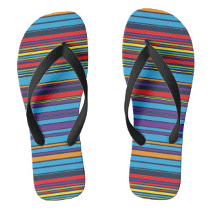 Cute blue violet stripes flip flops