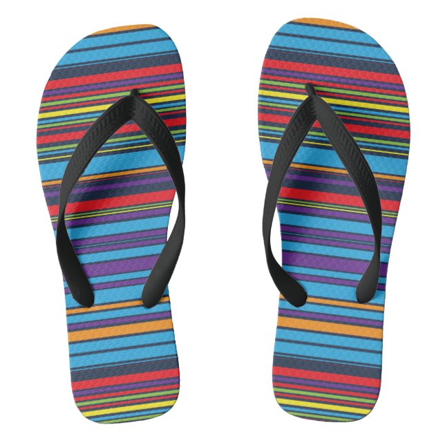 Cute blue violet stripes flip flops (Footbed)
