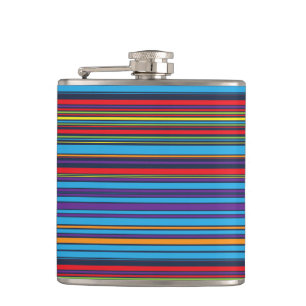 Cute blue violet stripes hip flask