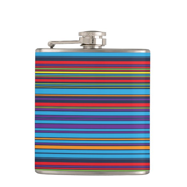Cute blue violet stripes hip flask (Front)