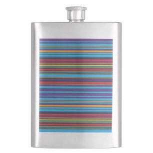 Cute blue violet stripes hip flask