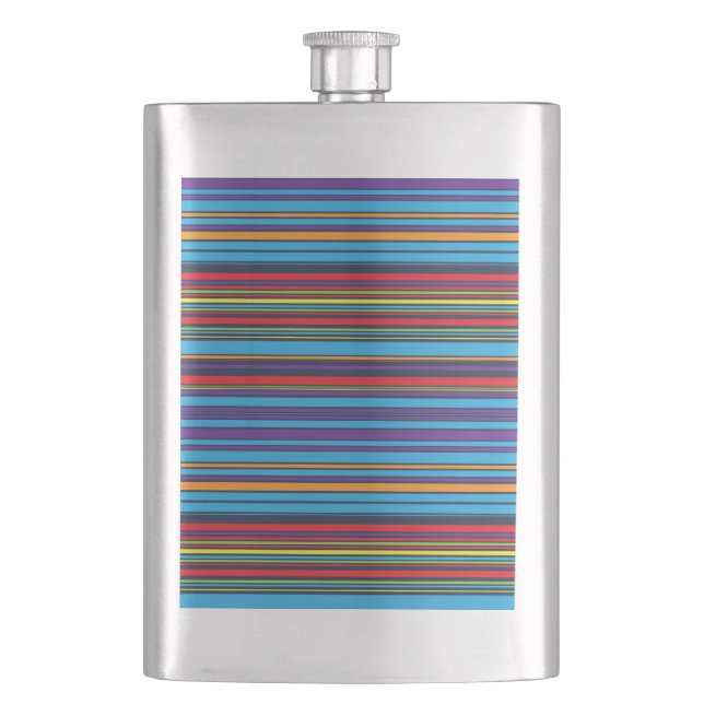 Cute blue violet stripes hip flask (Front)