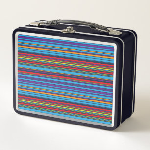 Cute blue violet stripes metal lunch box