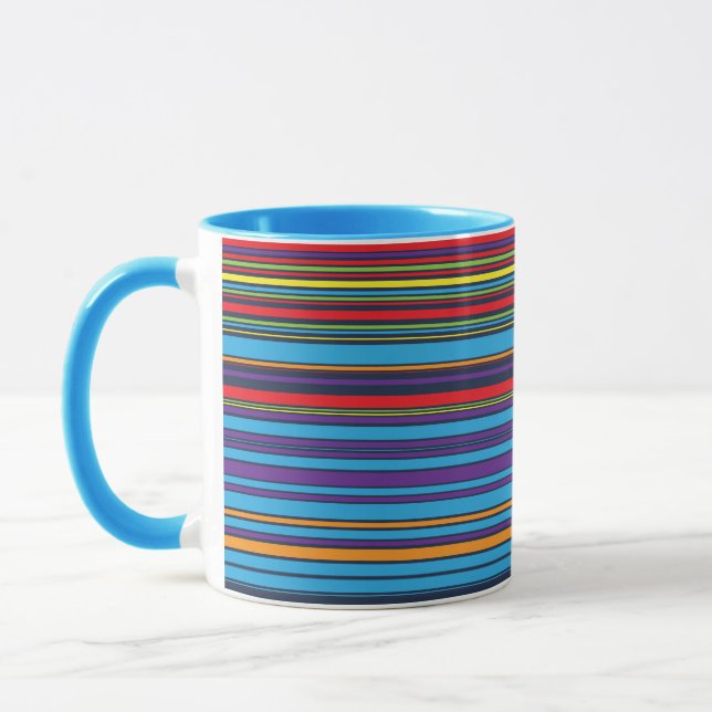 Cute blue violet stripes mug (Left)