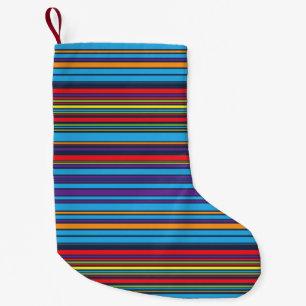 Cute blue violet stripes small christmas stocking