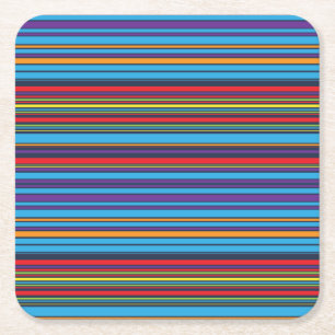 Cute blue violet stripes square paper coaster
