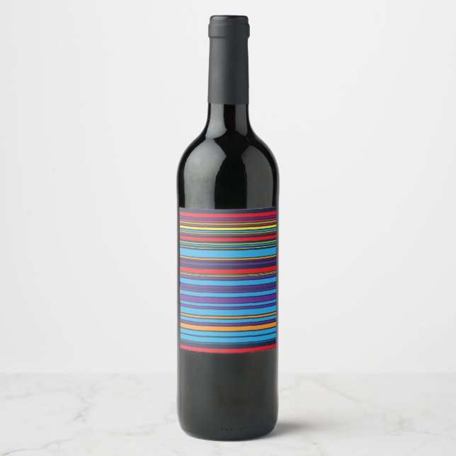 Cute blue violet stripes wine label (Front)