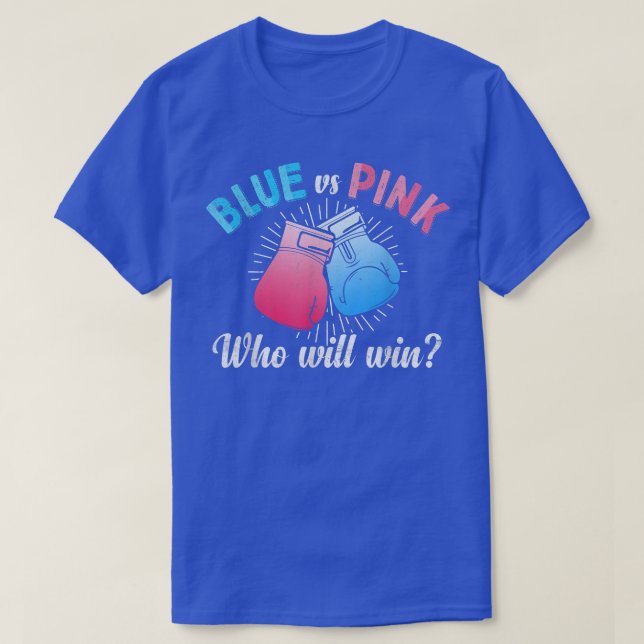 Cute Blue vs Pink Gender Reveal Party Boxing Boxer T-Shirt (Design Front)
