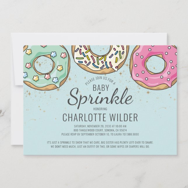 Cute Blue Watercolor Baby Sprinkle Baby Boy Shower Invitation (Front)