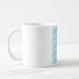 Cute blue watercolor chicken poultry art pattern coffee mug