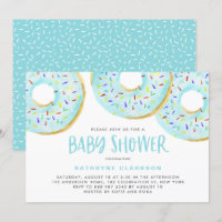 Cute Blue Watercolor Doughnuts Boy Baby Shower