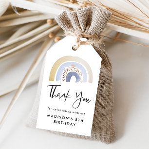 Cute Blue Watercolor Rainbow Birthday Gift Tags