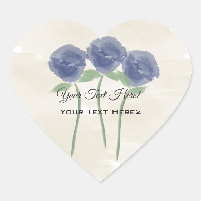 Cute Blue Watercolor Roses Sticker (Front)