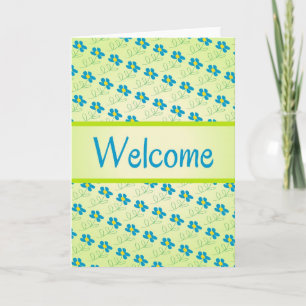 Cute Blue Welcome Flowers Greeting Card