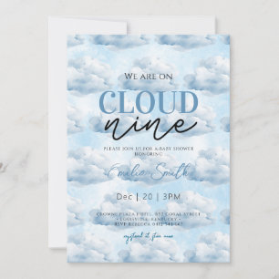 Cute Blue We're on Cloud Nine Baby shower Shower Invitation