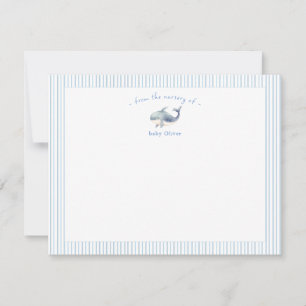 Cute blue whale Baby Boy blue Thank You Card