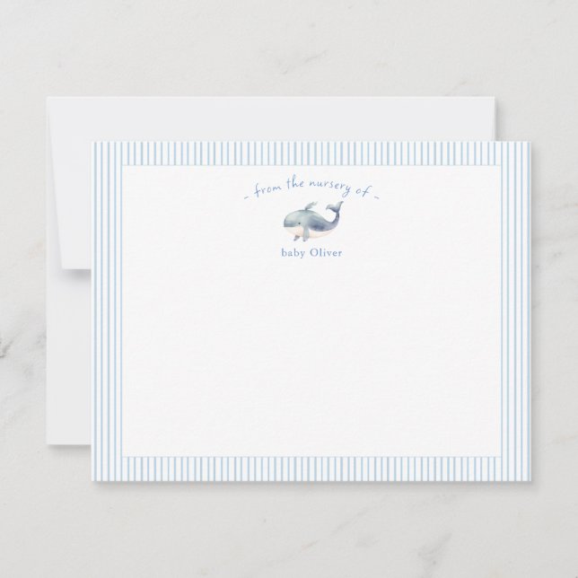 Cute blue whale Baby Boy blue Thank You Card (Front)