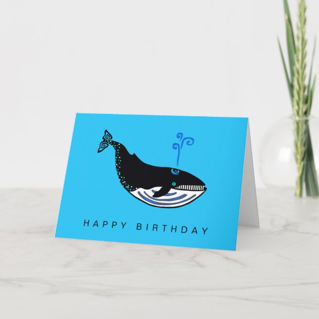 Cute Blue WHALE - Endangered animal graphic Card (Front)