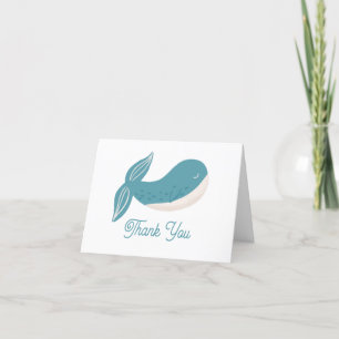 Cute blue whale. Nautical animal kids birthday Thank You Card