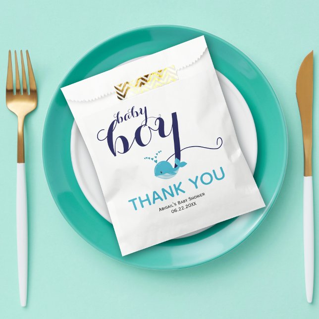 Cute blue whale ocean themed Thank You Baby Shower Favour Bags (Creator Uploaded)