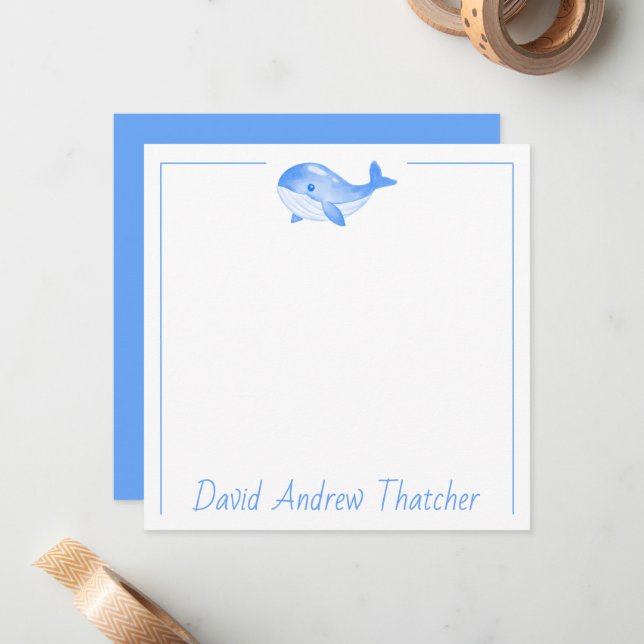 Cute Blue Whale Personalised Card (Front/Back In Situ)