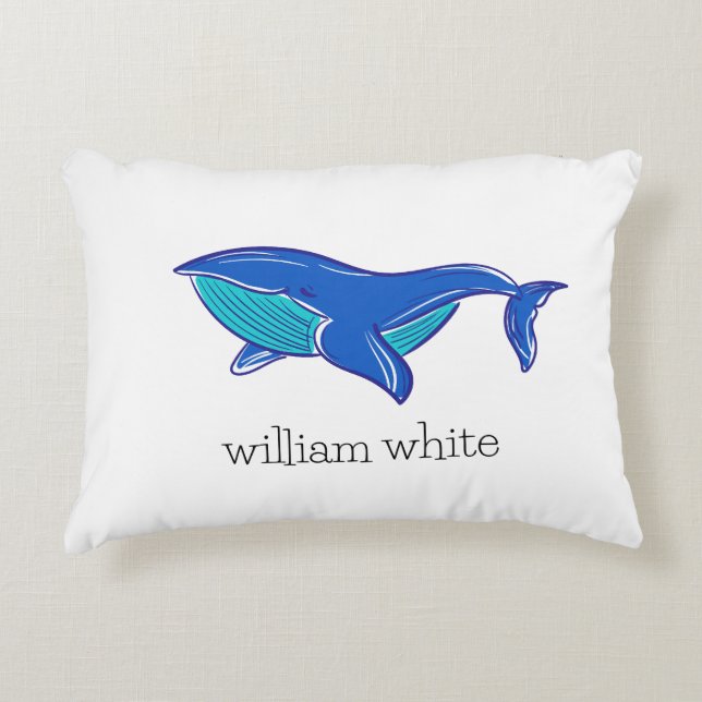 Cute Blue Whale Personalised Decorative Cushion (Front)