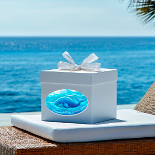 Cute Blue Whale, personalized Oval Sticker