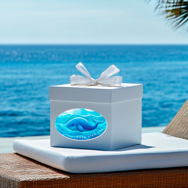 Cute Blue Whale, personalized Oval Sticker (Creator Uploaded)