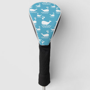 Cute Blue Whale Seamless Ocean Pattern (2) Golf Head Cover