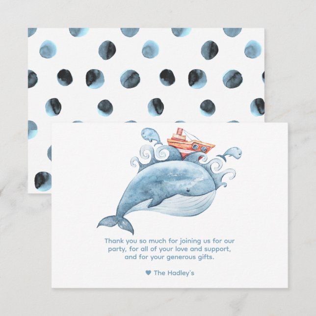 Cute Blue Whale Thank You Card (Front/Back)