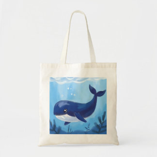 Cute Blue Whale Tote Bag 