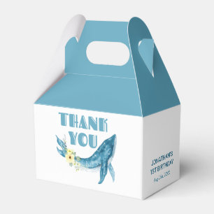 Cute Blue Whale Yellow Floral Birthday Thank You Favour Box