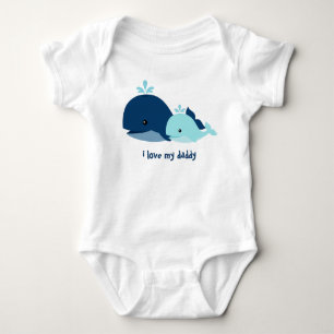 Cute Blue Whales Baby Bodysuit