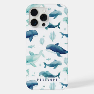 Cute blue whales personalised iPhone case