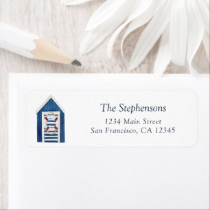 Cute Blue White Beach House Coastal Return Address