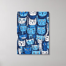 Cute Blue White Black Doodle Cat Lover