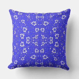 Cute blue white classic flowers pattern cushion