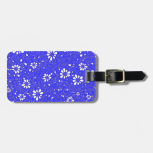 Cute blue white classic flowers pattern luggage tag