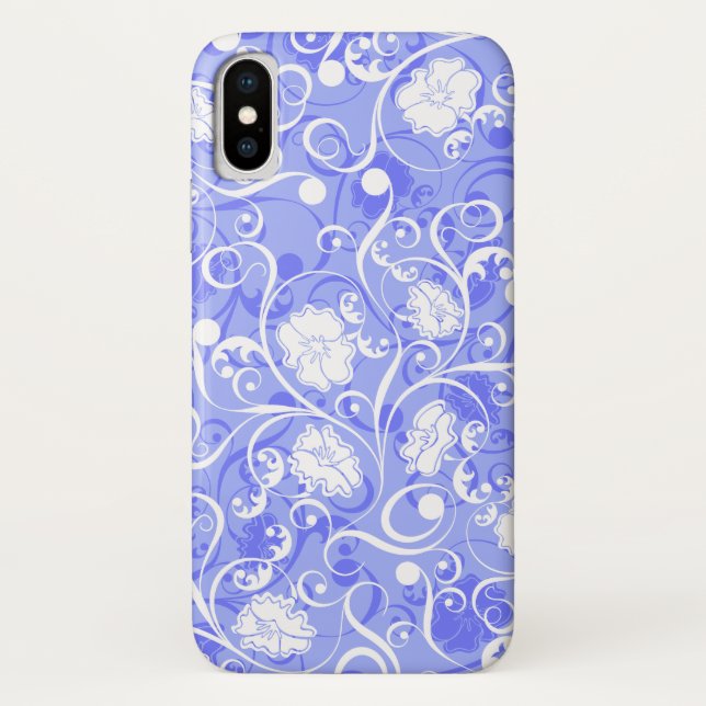 Cute blue white classical flowers pattern Case-Mate iPhone case (Back)