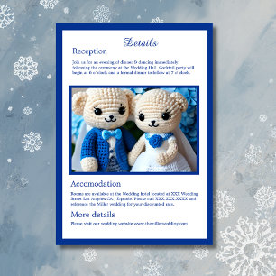 cute blue & white crochet wedding couple  enclosure card