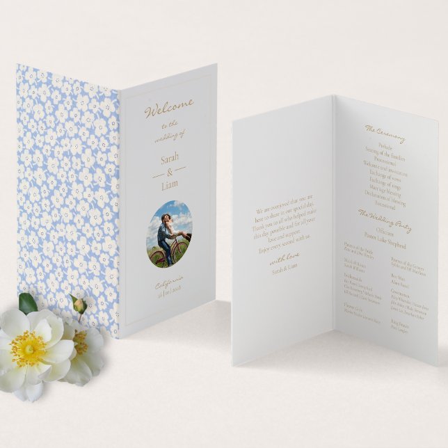 Cute Blue White Floral Daisy Wedding Photo (Creator Uploaded)