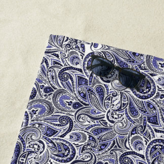 Cute blue white paisley patterns design beach towel