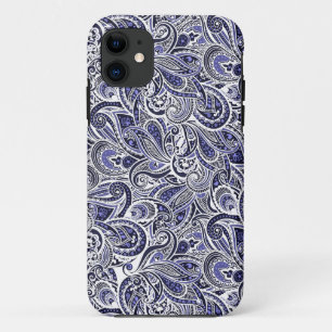 Cute blue white paisley patterns design iPhone 11 case